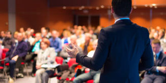 Speaker,At,Business,Conference,With,Public,Presentations.,Audience,At,The