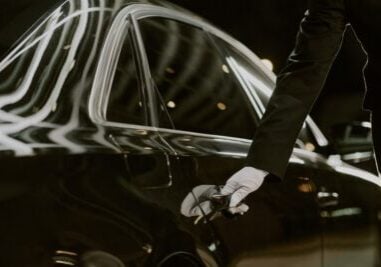 Caucasian,Middle,Aged,Man,Wearing,Glove,Opening,Car,Door,,Only