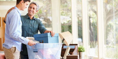 Father,Helping,Teenage,Son,Pack,For,College